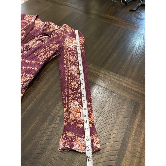 Free People Bridget Dress Size Small Long Sleeve Floral Ruffled Boho Peasant - Picture 6 of 9